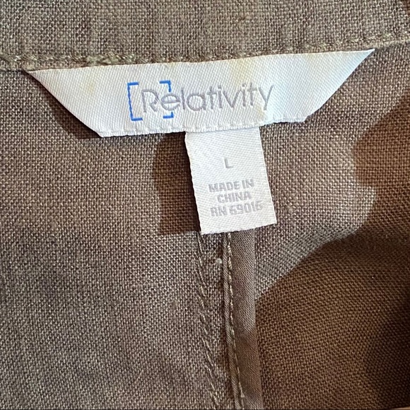 Linen blend olive green Relativity jacket EUC - Picture 4 of 8